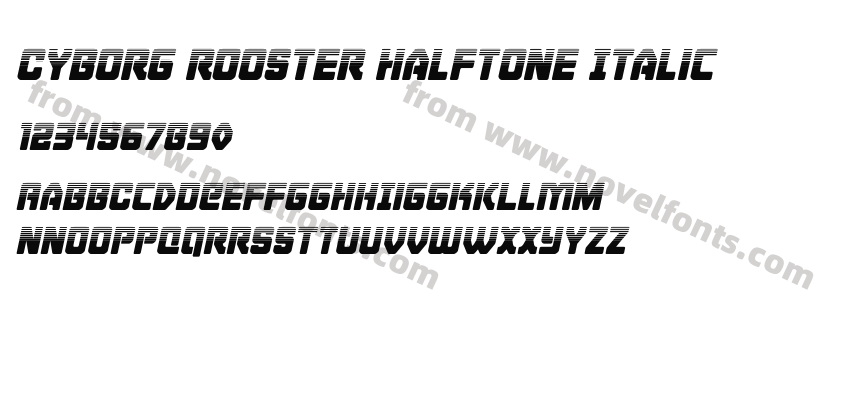 Cyborg Rooster Halftone ItalicPreview