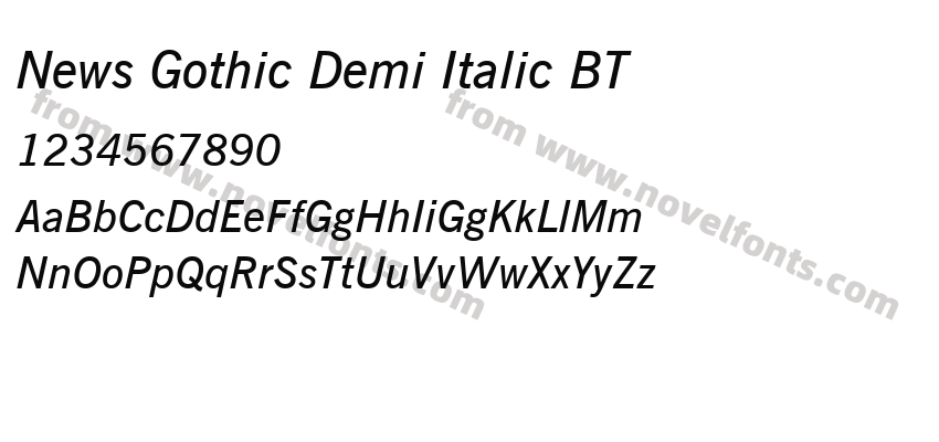 News Gothic Demi Italic BTPreview