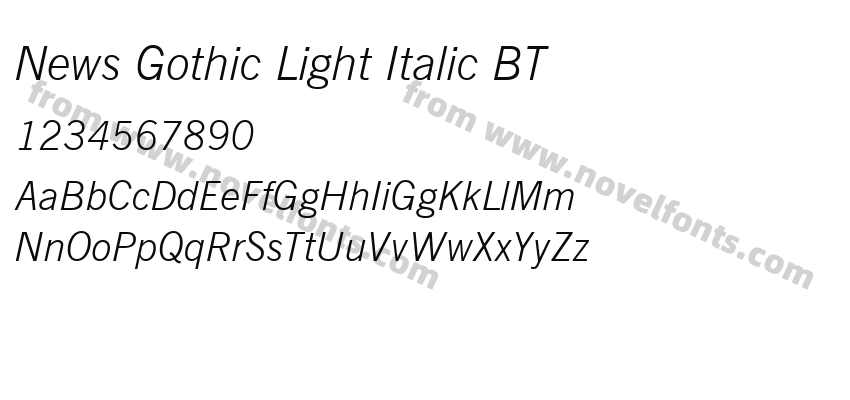 News Gothic Light Italic BTPreview