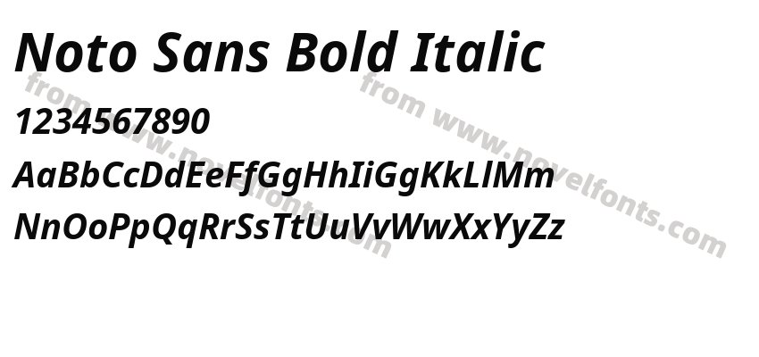 Noto Sans Bold ItalicPreview