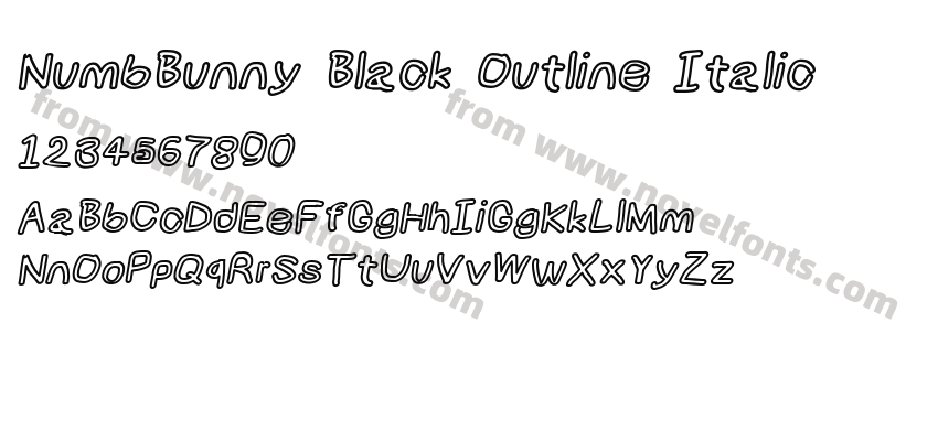 NumbBunny Black Outline ItalicPreview