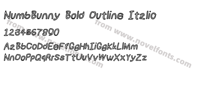 NumbBunny Bold Outline ItalicPreview