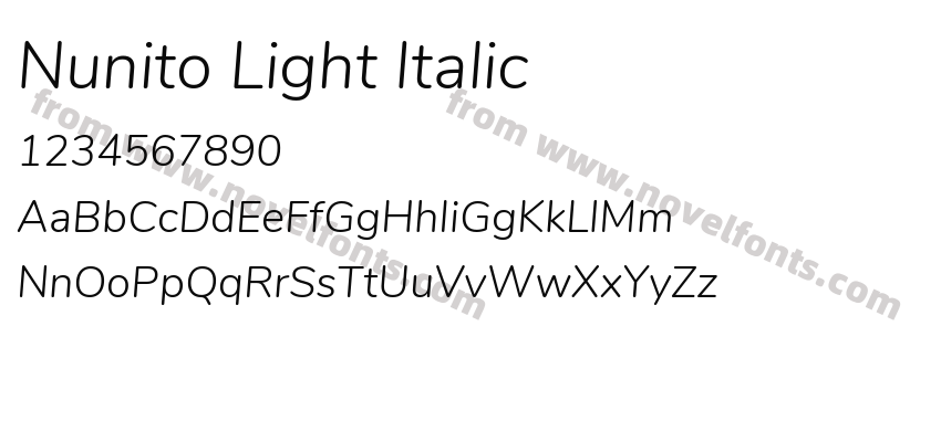 Nunito Light ItalicPreview