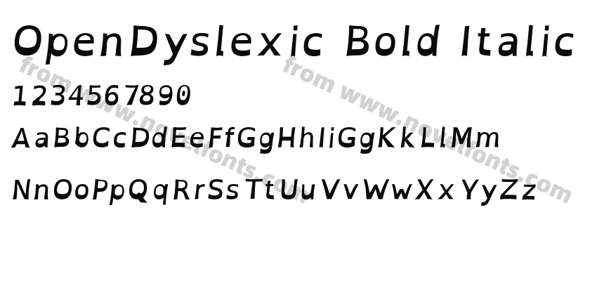 OpenDyslexic Bold ItalicPreview