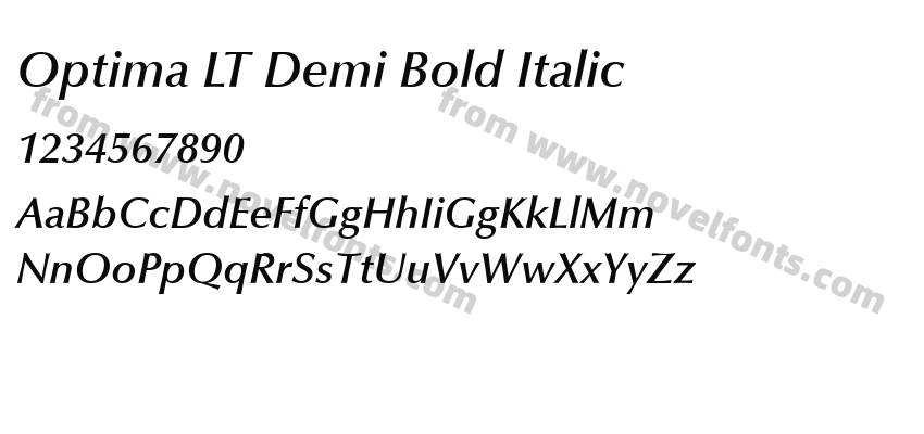 Optima LT Demi Bold ItalicPreview