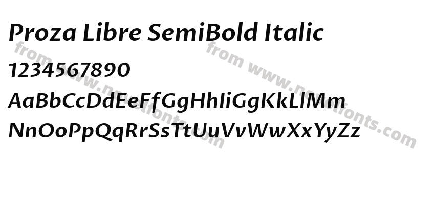 Proza Libre SemiBold ItalicPreview