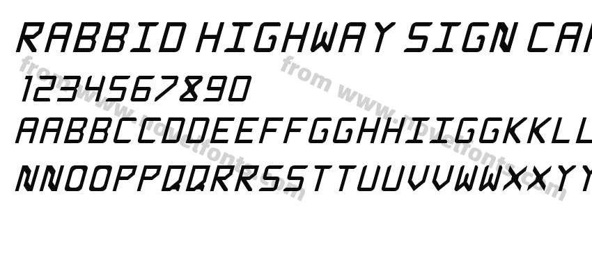 Rabbid Highway Sign Caps ItalicPreview