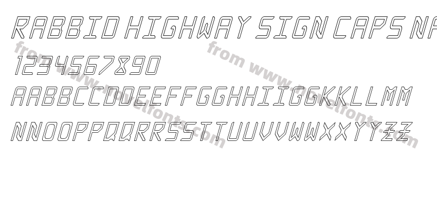 Rabbid Highway Sign Caps Narrow Outline ItalicPreview