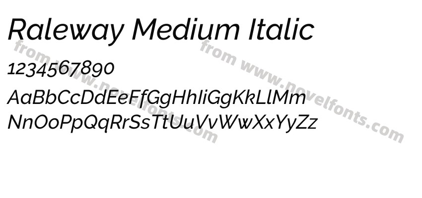 Raleway Medium ItalicPreview