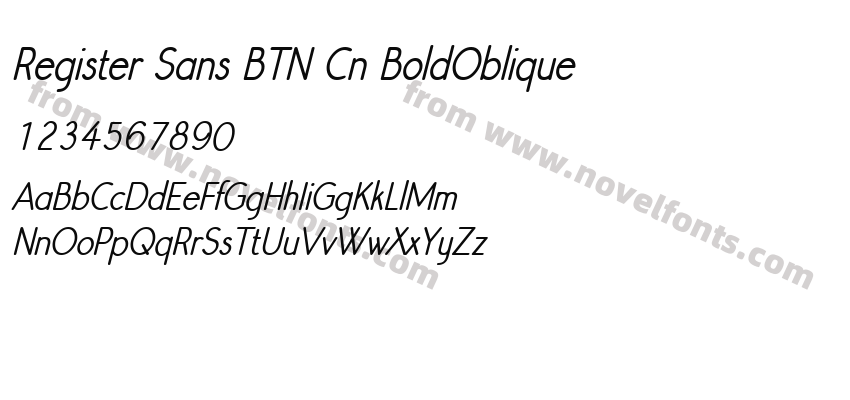 Register Sans BTN Cn BoldObliquePreview