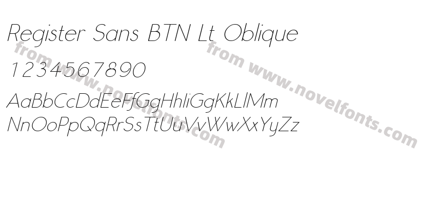 Register Sans BTN Lt ObliquePreview