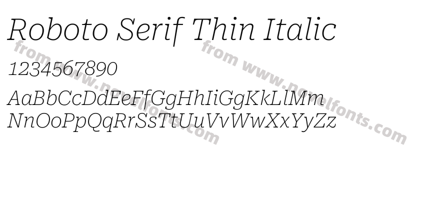 Roboto Serif Thin ItalicPreview