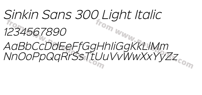 Sinkin Sans 300 Light ItalicPreview