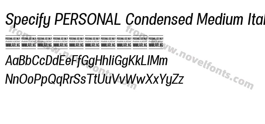 Specify PERSONAL Condensed Medium ItalicPreview