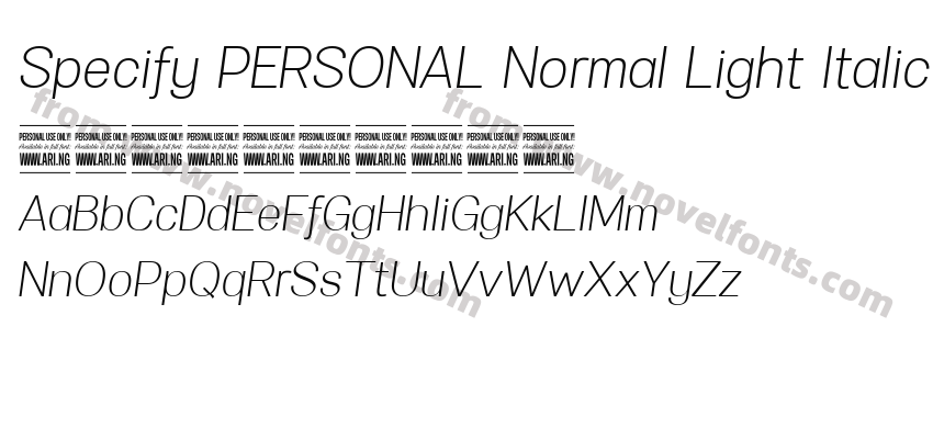 Specify PERSONAL Normal Light ItalicPreview