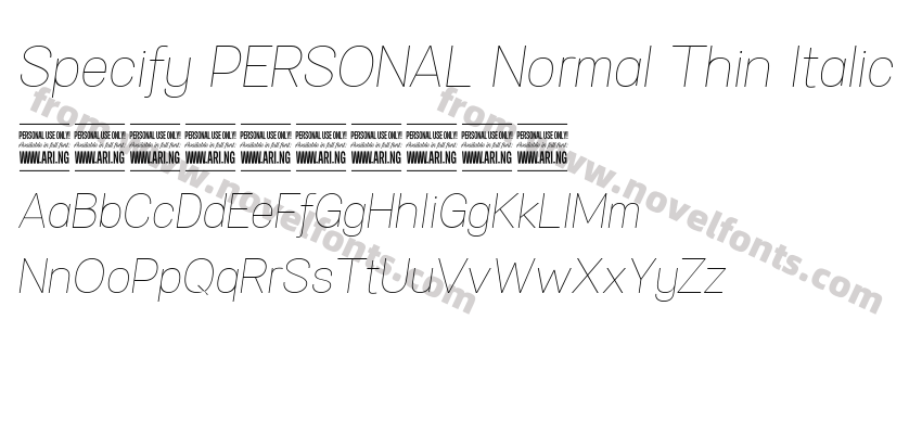 Specify PERSONAL Normal Thin ItalicPreview