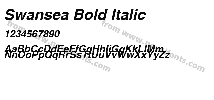 Swansea Bold ItalicPreview