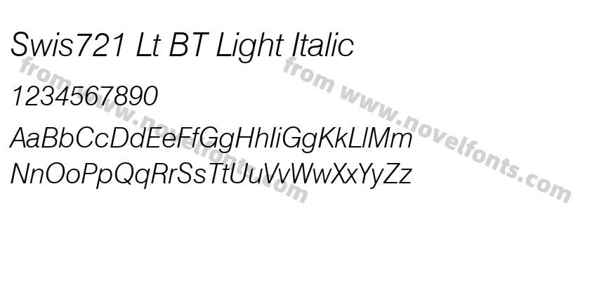 Swis721 Lt BT Light ItalicPreview