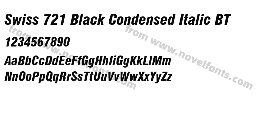 Swiss 721 Black Condensed Italic BTPreview