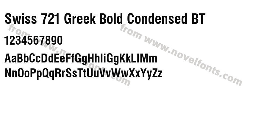 Swiss 721 Greek Bold Condensed BTPreview