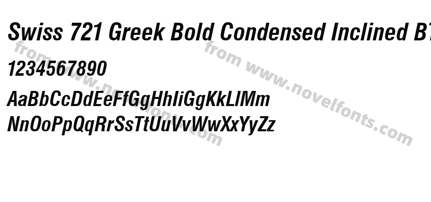 Swiss 721 Greek Bold Condensed Inclined BTPreview