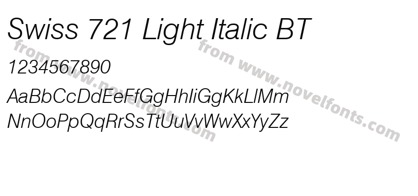 Swiss 721 Light Italic BTPreview