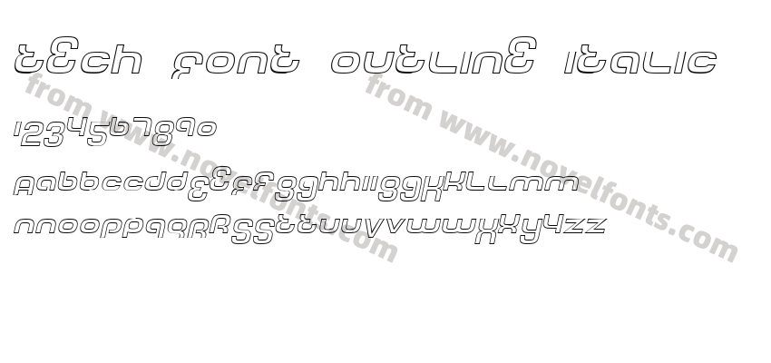 Tech Font Outline ItalicPreview