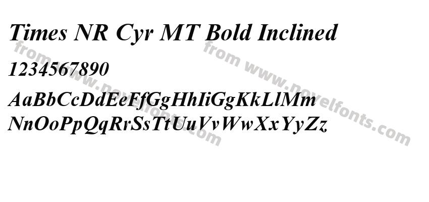 Times NR Cyr MT Bold InclinedPreview