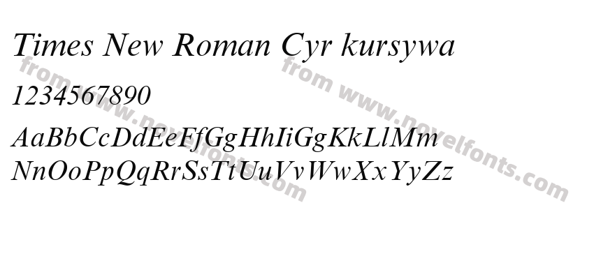 Times New Roman Cyr kursywaPreview