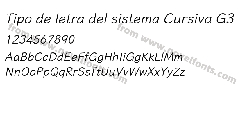 Tipo de letra del sistema Cursiva G3Preview