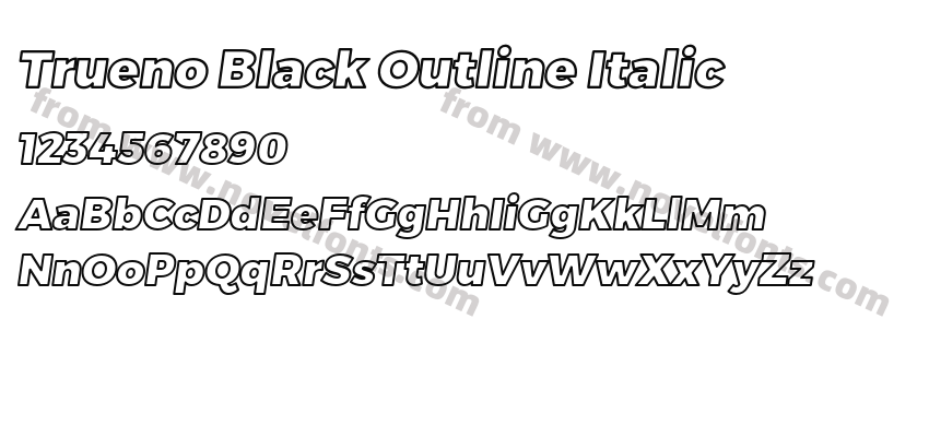 Trueno Black Outline ItalicPreview