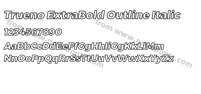 Trueno ExtraBold Outline ItalicPreview