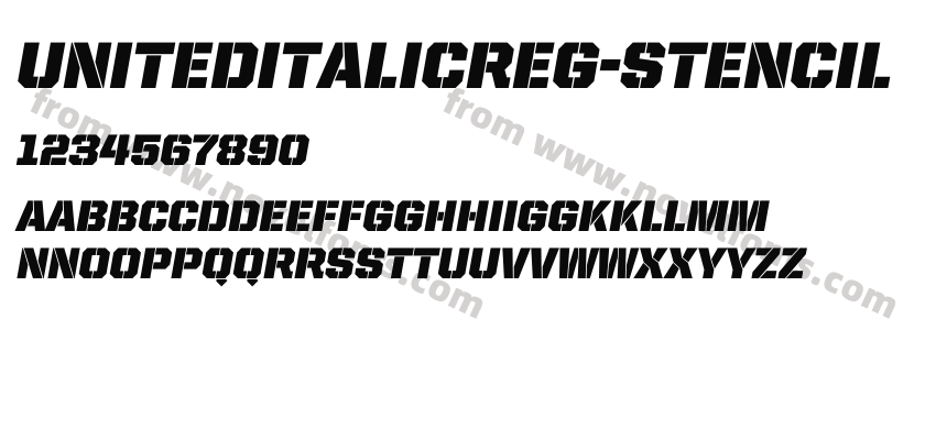 UnitedItalicReg-StencilPreview