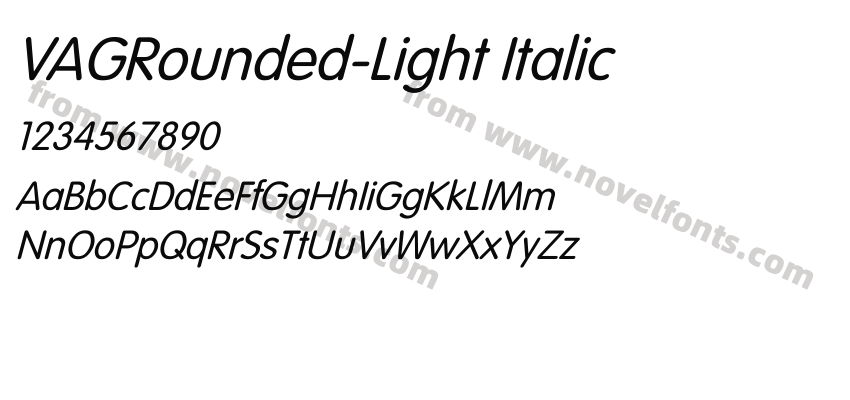 VAGRounded-Light ItalicPreview