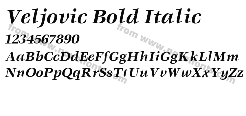 Veljovic Bold ItalicPreview