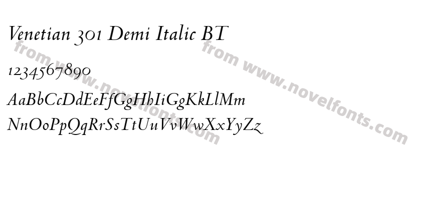 Venetian 301 Demi Italic BTPreview