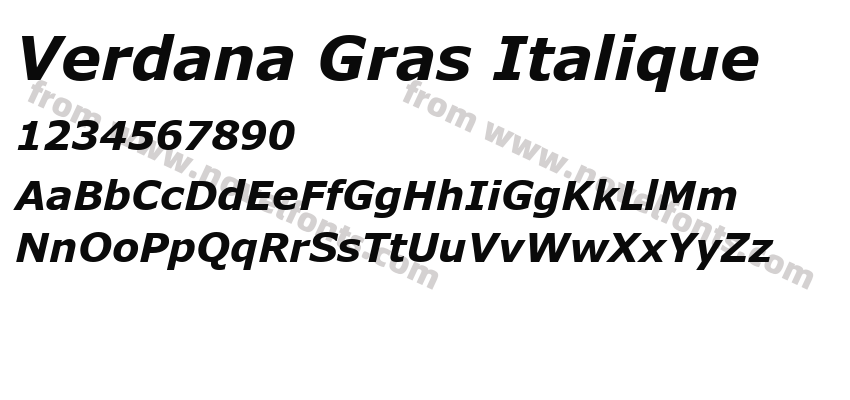 Verdana Gras ItaliquePreview