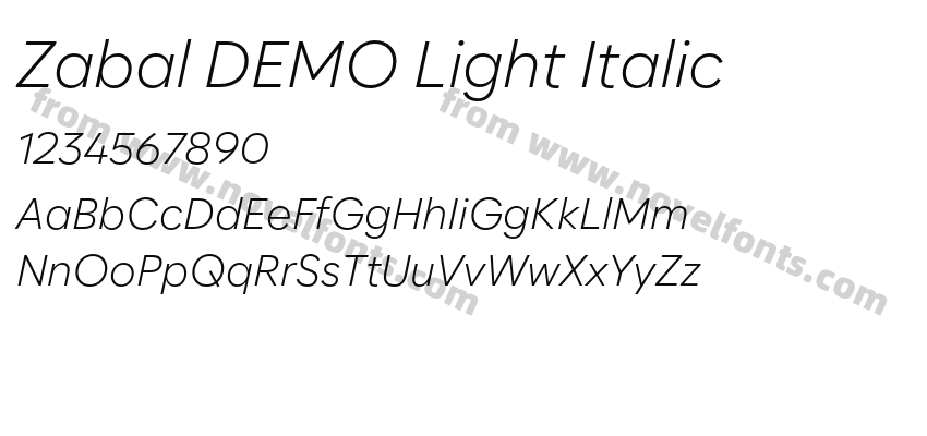 Zabal DEMO Light ItalicPreview