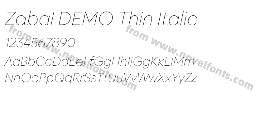 Zabal DEMO Thin ItalicPreview