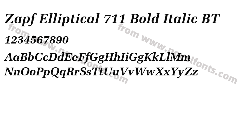 Zapf Elliptical 711 Bold Italic BTPreview