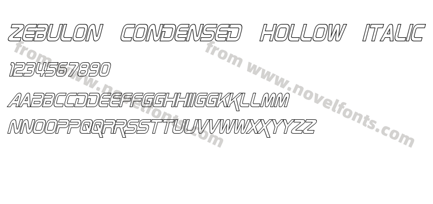 Zebulon Condensed Hollow ItalicPreview