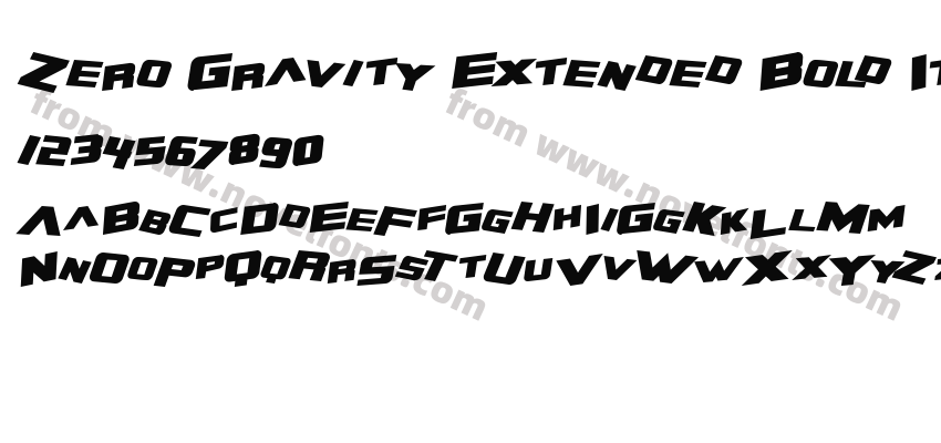 Zero Gravity Extended Bold ItalicPreview