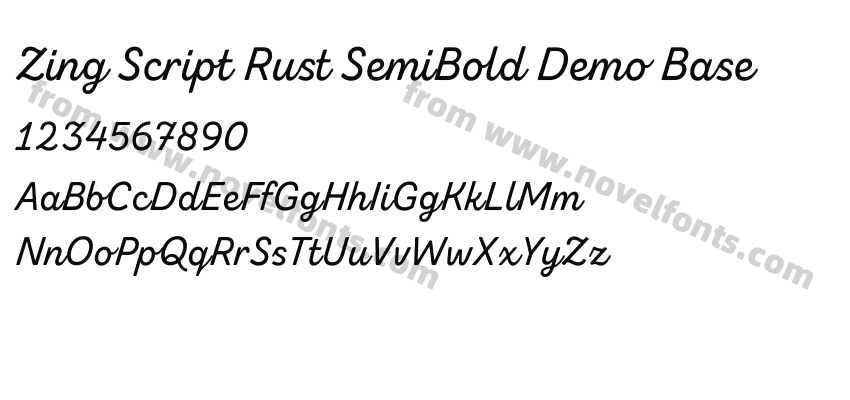Zing Script Rust SemiBold Demo BasePreview