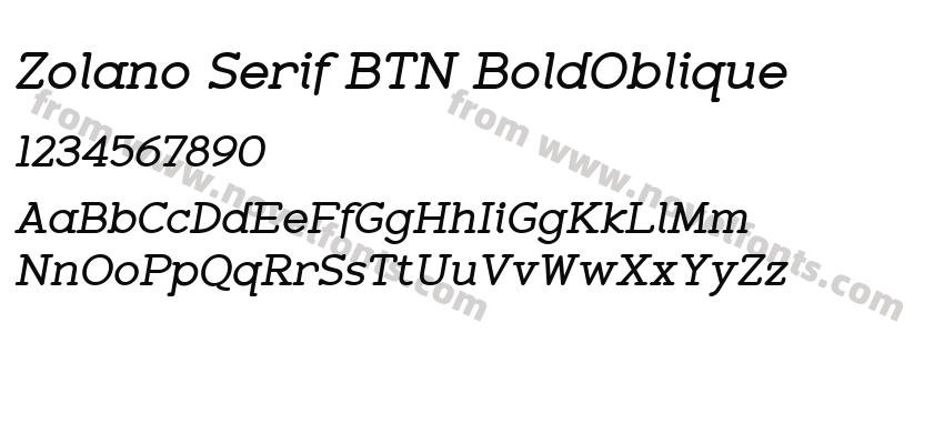 Zolano Serif BTN BoldObliquePreview