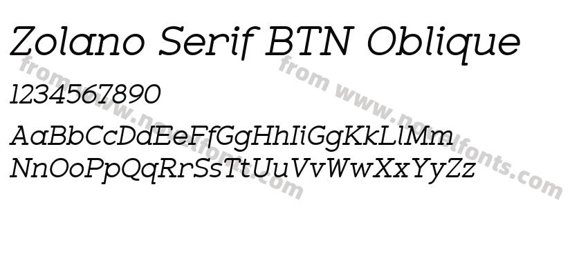 Zolano Serif BTN ObliquePreview