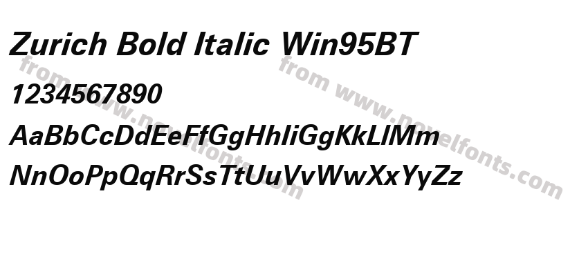 Zurich Bold Italic Win95BTPreview