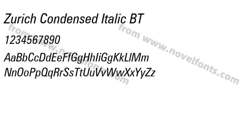 Zurich Condensed Italic BTPreview