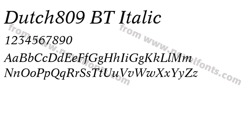 Dutch809 BT ItalicPreview