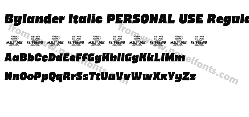 Bylander Italic PERSONAL USE RegularPreview