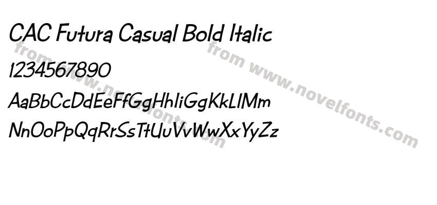 CAC Futura Casual Bold ItalicPreview